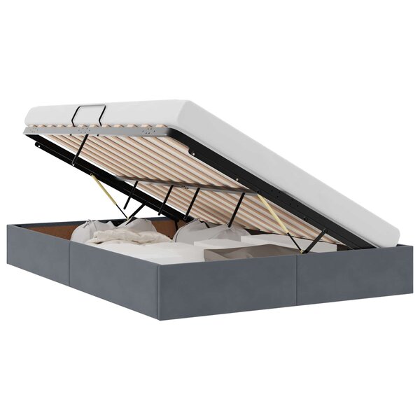 vidaXL Lit de Rangement avec stockage Gris foncé 135 x 190 cm Velours