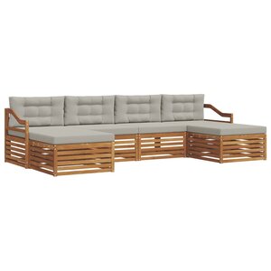 vidaXL Ensemble de canapés d'extérieur 6 pc Gris Naturel et Clair