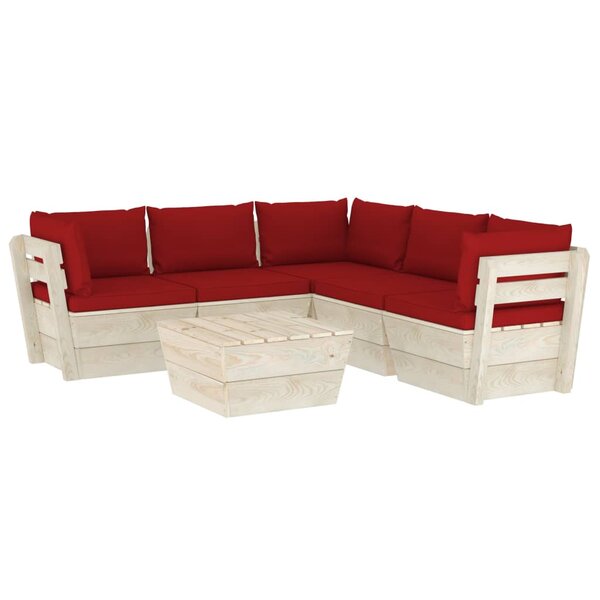 vidaXL Salon de jardin palette 6 Pièces avec coussins bois d'épicéa