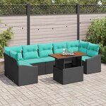 vidaXL Ensemble de salle à manger pour jardin 8 Pièces Noir et Teal