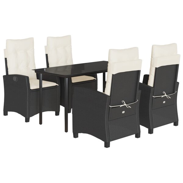 vidaXL Ensemble à manger de jardin coussins 5Pièces Noir Résine tressée