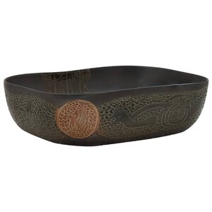vidaXL Vasque à poser noir rectangulaire 48x37 5x13 5 cm céramique