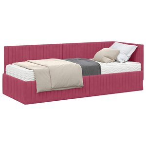 vidaXL Cadre de lit d'angle avec matelas 2 pièces Bordeaux 80 x 200 cm