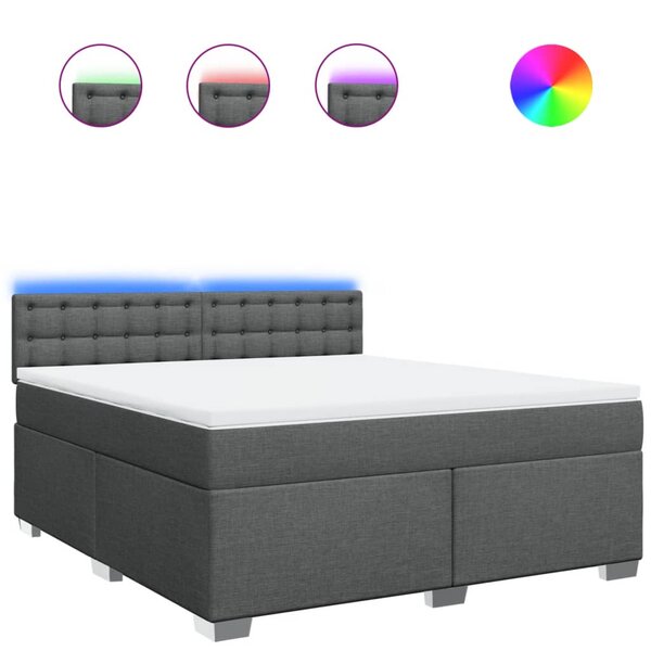 vidaXL Sommier à lattes de lit avec matelas Gris foncé 180x200cm Tissu