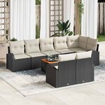 vidaXL Ensemble de canapé de jardin 9 Pièces Noir Poly rotin