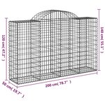 vidaXL Paniers à gabions arqués 7 Pièces 200x50x120/140 cm Fer galvanisé