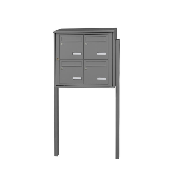 Bloc collectif Leabox 2x2 grade 3 simple face extérieur fixation sur pieds à sceller gris poussière ral 7037 finition brillante