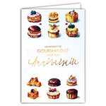 69-3116 Carte Anniversaire pour Gourmand Homme Femme Pâtissier Pâtissière Gâteaux Croissant Aquarelle - Finitions Dorure Or Doré + Gaufrage en Relief +1 Enveloppe Format 12x17cm - Fabriqué en Europe