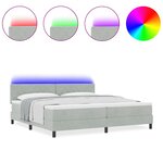 Lit à ressorts vidaXL avec matelas et lumière LED Gris clair 200x200 cm Velours