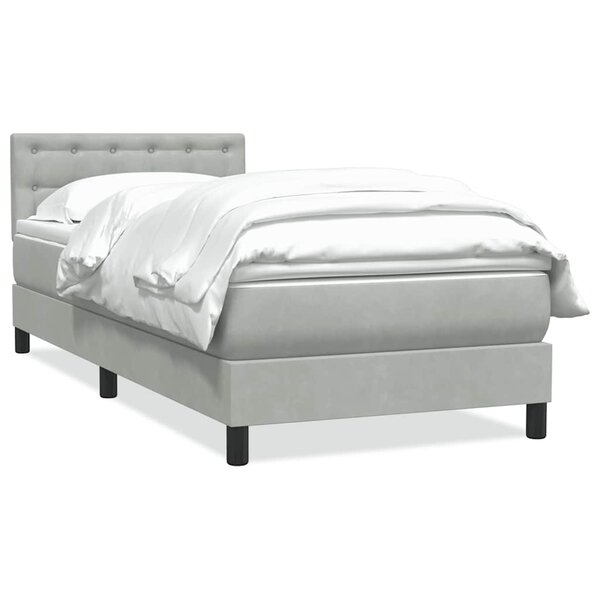 vidaXL Sommier à lattes de lit et matelas gris clair 90x210 cm velours