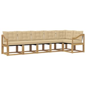 vidaXL Ensemble de canapés d'extérieur 6 Pièces Blanc et Beige