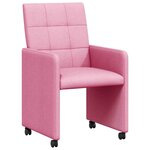 vidaXL Chaises de Salle à Manger avec Roues 2 pc tissu Rose