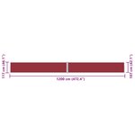 vidaXL Auvent latéral rétractable Rouge 117x1200 cm