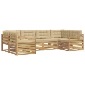 vidaXL Ensemble de canapés d'extérieur 6 pc Blanc et Beige Polyester