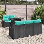 vidaXL Ensemble de canapé de jardin 6 Pièces Noir et bleu polyrotin