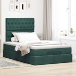 vidaXL Cadre de lit ottoman avec matelas vert foncé 120x200 cm velours
