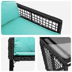 vidaXL Ensemble de meubles d'extérieur 3 Pièces Noir et turquoise