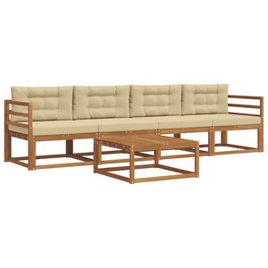 vidaXL Ensemble de canapés d'extérieur 5 Pièces Naturel et Beige