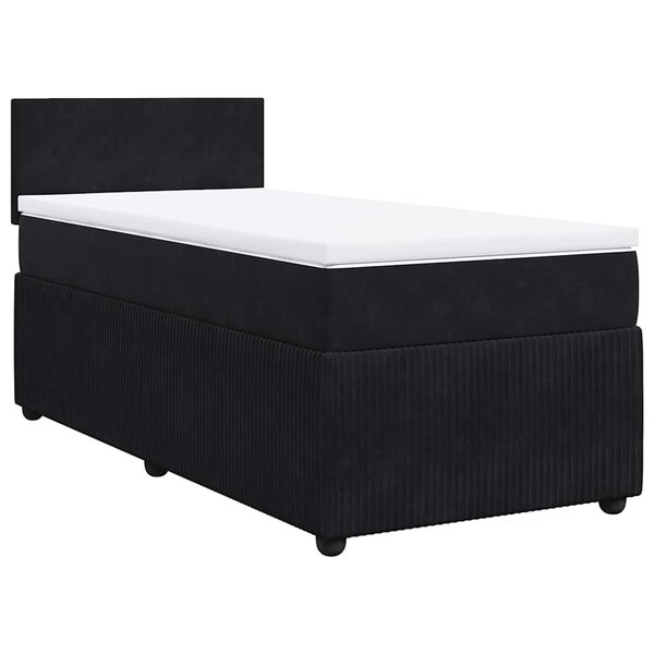 vidaXL Sommier à lattes de lit avec matelas Noir 100x200 cm Velours