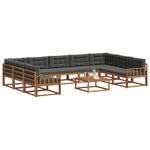 vidaXL Ensemble de canapés d'extérieur 10 Pièces Naturel et Anthracite