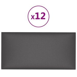 vidaXL Panneaux muraux 12 Pièces Gris 60x30 cm Similicuir 2 16 m²