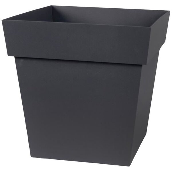 EDA Pot de fleur carré Toscane - 32 x 32 x H 32 cm - 22 L - Gris anthracite
