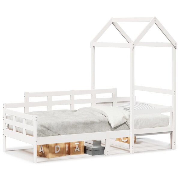 vidaXL Lit de jour avec toit sans matelas blanc 80x200 cm bois massif