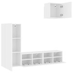 vidaXL Unités murales TV 4 Pièces blanc bois d'ingénierie