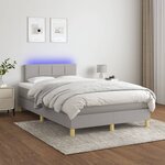 vidaXL Sommier à lattes de lit matelas LED gris clair 120x190 cm tissu