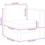 vidaXL Canapé central avec 1 accoudoir Blanc crème Acacia solide