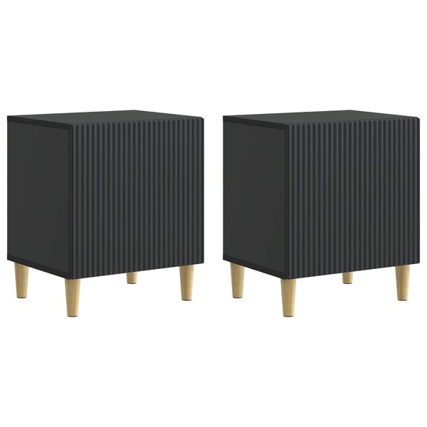 vidaXL Cabinet de chevet 2 Pièces Noir 43 x 34 5 x 50 cm