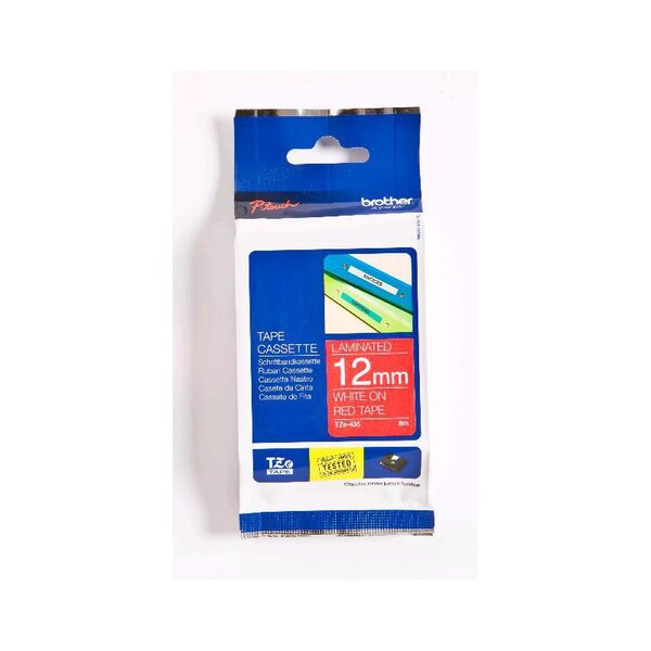 Cartouche ruban Etiqueteuse Brother 12mm Rouge sur blanc TZe-435