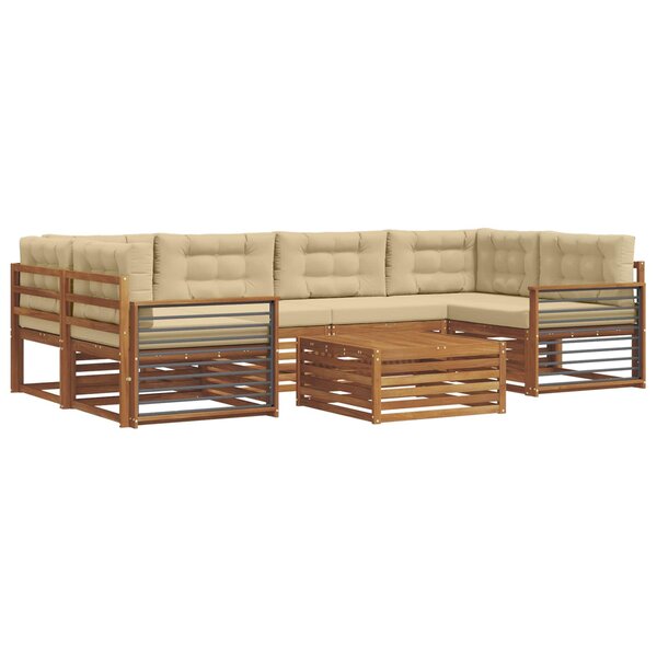 vidaXL Ensemble de canapés d'extérieur 7 Pièces Naturel et Beige