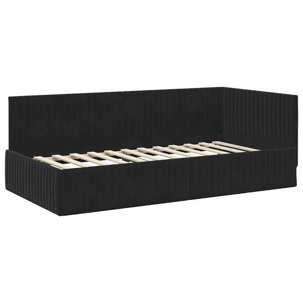 vidaXL Cadre de lit d'angle avec tête de lit Noir 100 x 200 cm Velours
