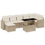 vidaXL Salon de jardin avec coussins 8 Pièces beige résine tressée