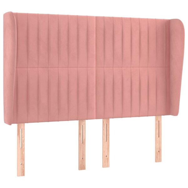 vidaXL Tête de lit avec oreilles Rose 147x23x118/128 cm Velours
