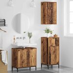 vidaXL Ensemble de mobilier de salle de bain 3 Pièces Bois Ancien