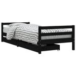 vidaXL Cadre de lit enfant tiroirs noir 80x200 cm bois de pin massif