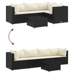 vidaXL Salon de jardin 5 Pièces avec coussins Noir Résine tressée