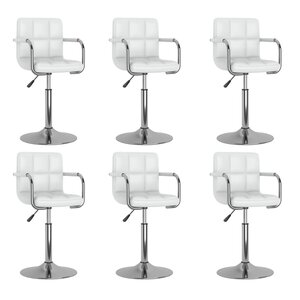 vidaXL Chaises pivotantes à manger lot de 6 blanc similicuir