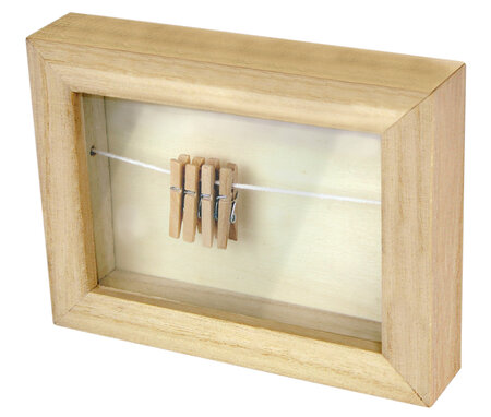 Mini cadre en bois vitré fil et pinces 12 5 x 9 5 cm