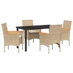 vidaXL Ensemble de salle à manger pour jardin 5 Pièces Beige Poly rotin