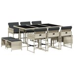 vidaXL Ensemble à manger de jardin 11Pièces avec coussins gris poly rotin