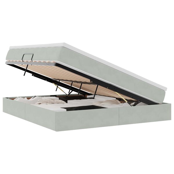 vidaXL Lit avec rangement et matelas Gris clair 160 x 200 cm Velours