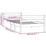 vidaXL Cadre de lit sans matelas marron miel 75x190 cm bois pin massif
