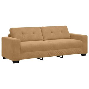 vidaXL Sofa 3 places avec coussin Marron Velours