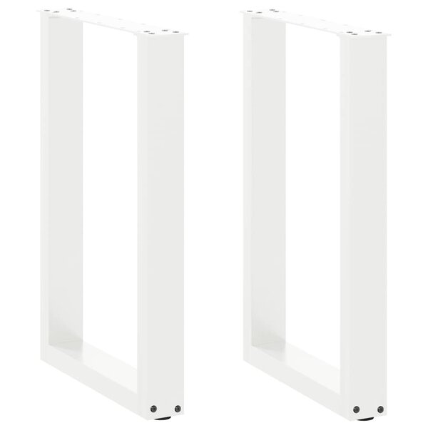 vidaXL Pieds de table à manger en U 2 pièces blanc 50 x (72-73) cm acier