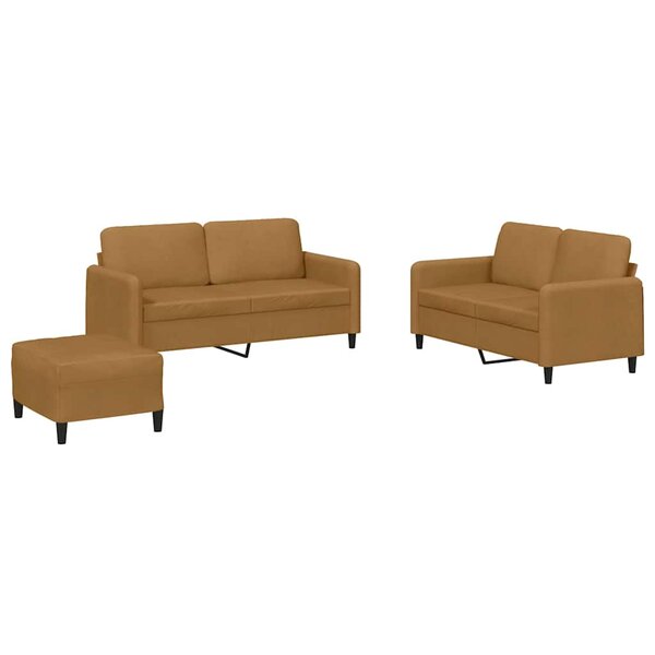 vidaXL Ensemble de canapés 3 Pièces marron velours