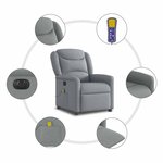 vidaXL Fauteuil de massage inclinable électrique gris clair tissu