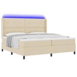vidaXL Lit à ressort LED avec matelas Crème 200 x 200 cm tissu